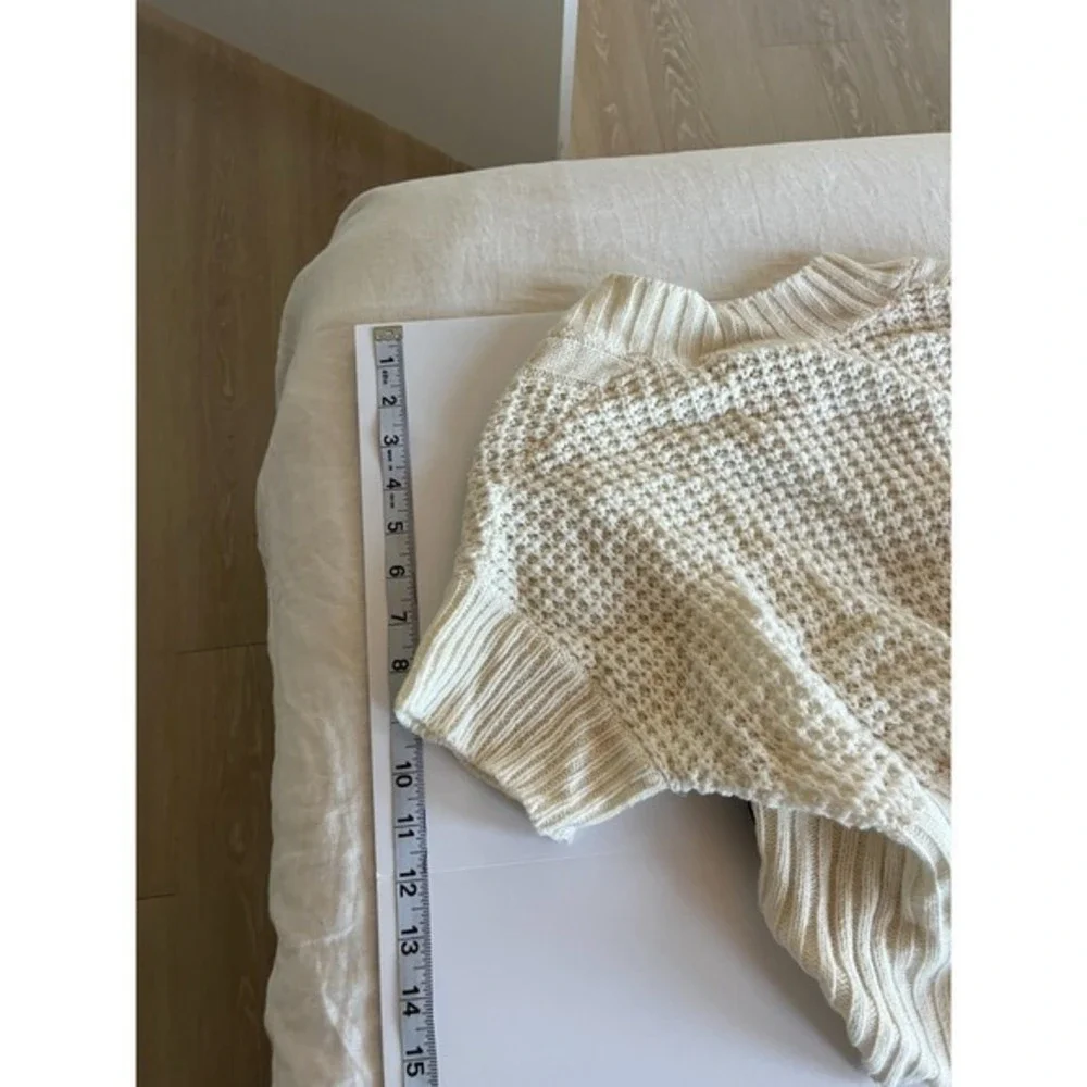 Y2K‎ Belted Chunky Knit Shrug Top Womens Knit White S